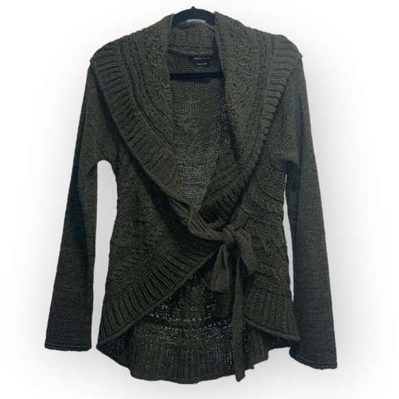 Bcbgmaxazria green real wrap sweater cardigan size large - Picture 1 of 9